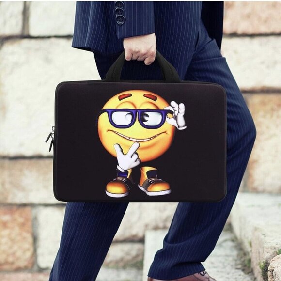 iColor Laptop Neoprene Handle Bag Computer Tablet Protect Case School Emoji Face - Picture 10 of 12